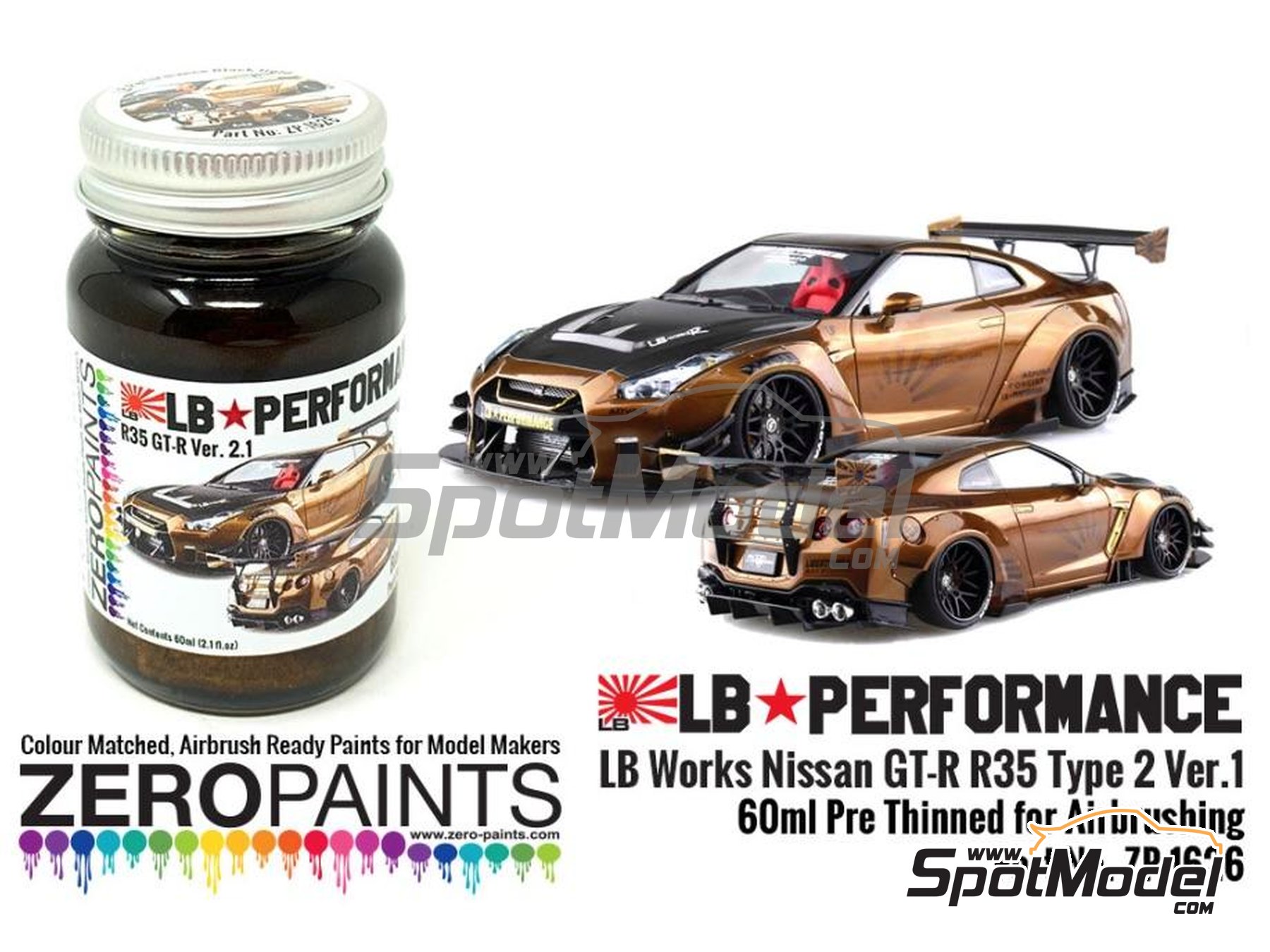 Nissan R35 GT-R Liberty Walk LB Works Black Gold - 1 x 60ml. Paint for  airbrush manufactured by Zero Paints (ref. ZP-1626)